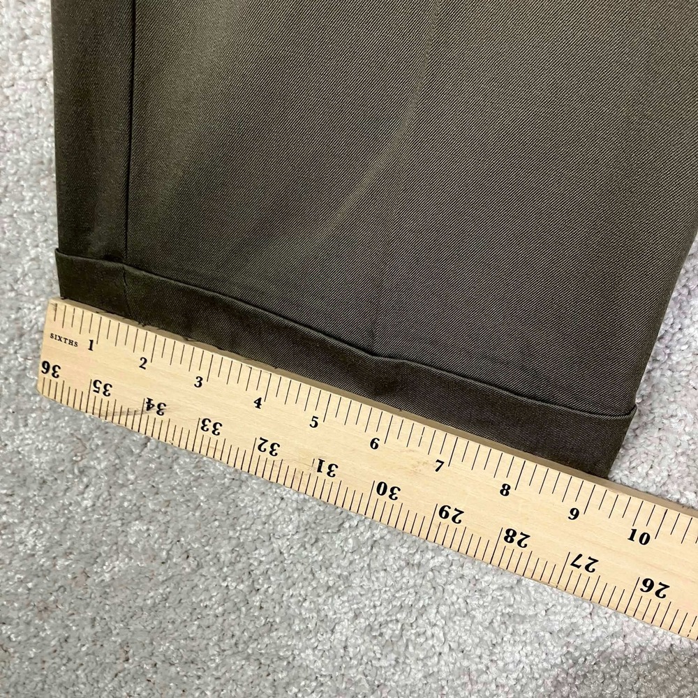 Brooks Brothers Dress Pants Mens 38 Brown Olive Pleated Cuffed 100% Wool Canada - Picture 5 of 10